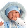 L12b Llorens levensechte babypop softbody baby pop met geluid blauw wit kleding speen 44 cm - Afbeelding 2