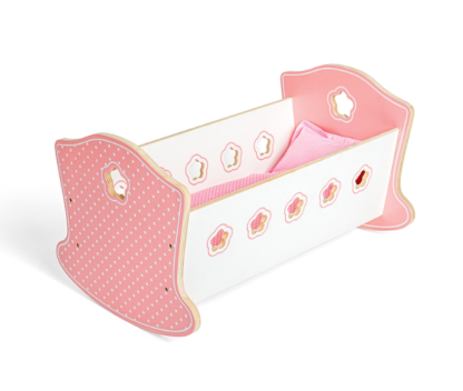 HU38 Houten poppenbedje - poppen bed met bekleding
