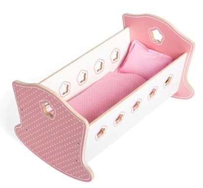 HU38 Houten poppenbedje - poppen bed met bekleding - Afbeelding 2