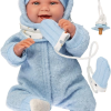 L09e Llorens levensechte babypop soft body met kleding en speen 42 cm - met geluid - Afbeelding 7
