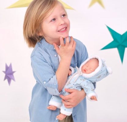 L15h Llorens levensecht babypopje soft body baby Bo slapend met kleding 31 cm - Afbeelding 4