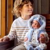 L12b Llorens levensechte babypop softbody baby pop met geluid blauw wit kleding speen 44 cm