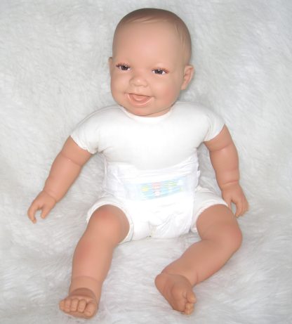 AD3e Levensechte Babypop soft body pop bruine ogen 53 cm met speen - Limited Edition - Afbeelding 15