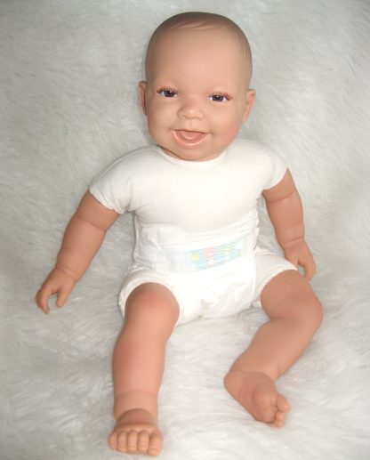 AD3e Levensechte Babypop soft body pop bruine ogen 53 cm met speen - Limited Edition - Afbeelding 4