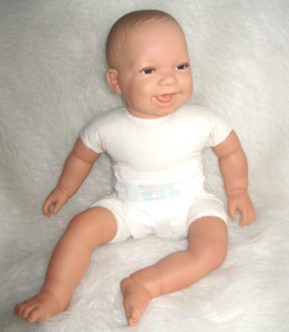 AD3e Levensechte Babypop soft body pop bruine ogen 53 cm met speen - Limited Edition - Afbeelding 13