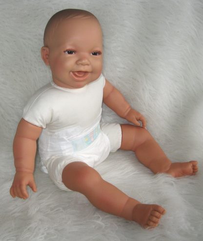 AD3e Levensechte Babypop soft body pop bruine ogen 53 cm met speen - Limited Edition - Afbeelding 10