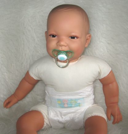 AD3e Levensechte Babypop soft body pop bruine ogen 53 cm met speen - Limited Edition
