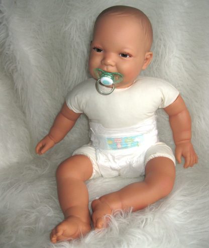 AD3e Levensechte Babypop soft body pop bruine ogen 53 cm met speen - Limited Edition - Afbeelding 16