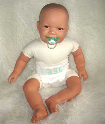 AD3e Levensechte Babypop soft body pop bruine ogen 53 cm met speen - Limited Edition - Afbeelding 9
