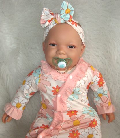 AD3l2 Levensechte babypop soft body Naomi bruine ogen in kleding en speen 53 cm - Limited Edition - Afbeelding 5