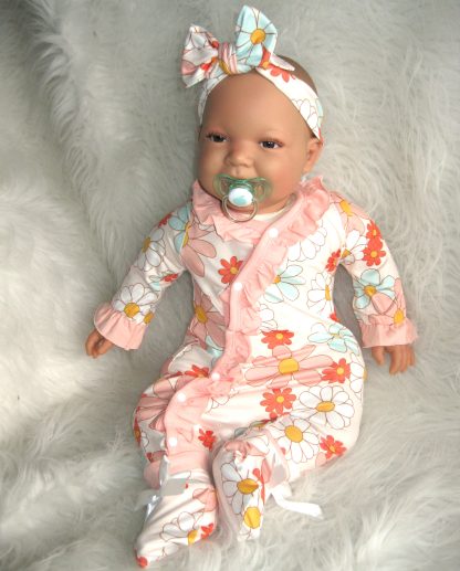 AD3l2 Levensechte babypop soft body Naomi bruine ogen in kleding en speen 53 cm - Limited Edition - Afbeelding 6