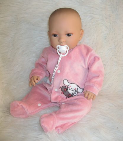 AD9c Levensechte Babypop Leoni softbody bruine ogen met velours pakje en speen 52 cm - Afbeelding 14