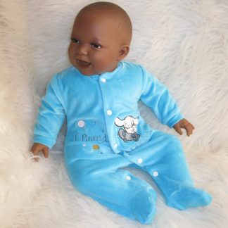 AD3l5 Levensechte Babypop soft body pop donker in turquoise pakje 53 cm