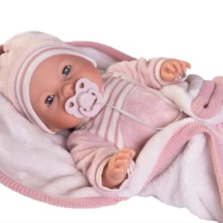 AJ0 Antonio Juan babypop slaapogen met geluid kleding deken en speen 37 cm