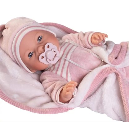 AJ0 Antonio Juan babypop slaapogen met geluid kleding deken en speen 37 cm