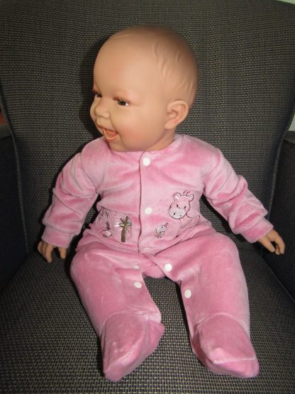 AD3b Levensechte Babypop softbody Naomi met bruine ogen roze velours pakje 53 cm - Afbeelding 3