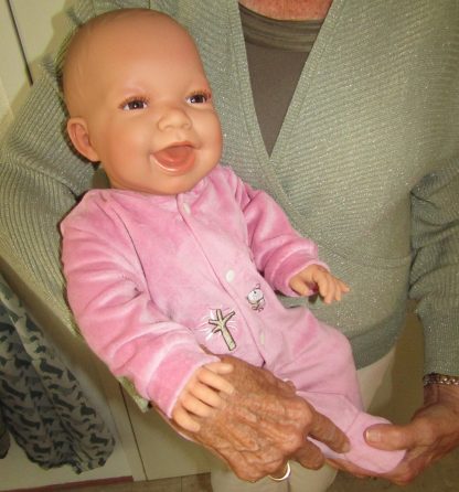 AD3b Levensechte Babypop softbody Naomi met bruine ogen roze velours pakje 53 cm - Afbeelding 16