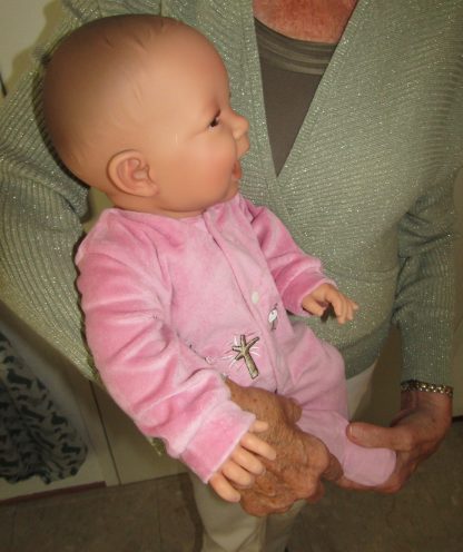 AD3b Levensechte Babypop softbody Naomi met bruine ogen roze velours pakje 53 cm - Afbeelding 15