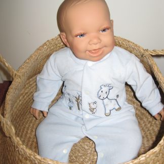 AD3f Levensechte Babypop soft body Naomi blauwe ogen velours pakje 53 cm