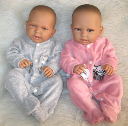 ADK Levensechte Babypoppen set new born meisje en jongen 52 cm in velours pakje - Afbeelding 11