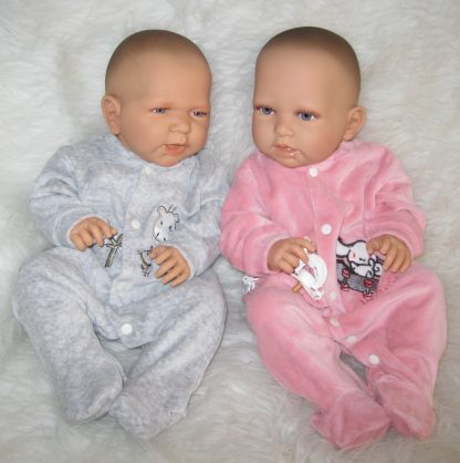 ADK Levensechte Babypoppen set new born meisje en jongen 52 cm in velours pakje - Afbeelding 8