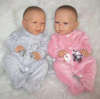 ADK Levensechte Babypoppen set new born meisje en jongen 52 cm in velours pakje - Afbeelding 2