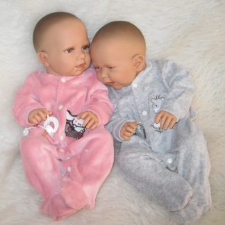 ADK Levensechte Babypoppen set new born meisje en jongen 52 cm in velours pakje