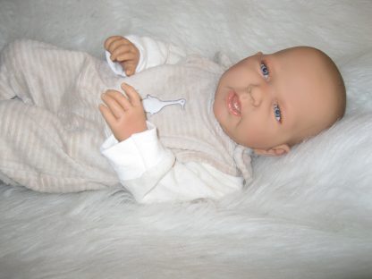 ADK1e Levensechte Babypop Newborn Jongen full body blank 52 cm in velours set beige - Afbeelding 31
