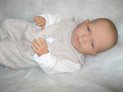 ADK1e Levensechte Babypop Newborn Jongen full body blank 52 cm in velours set beige - Afbeelding 30