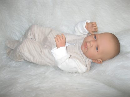 ADK1e Levensechte Babypop Newborn Jongen full body blank 52 cm in velours set beige - Afbeelding 21