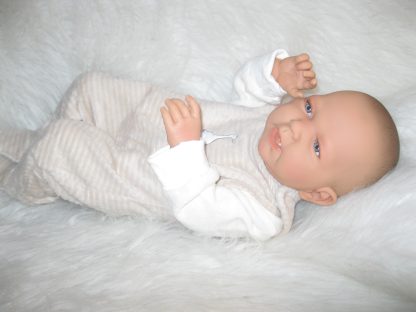 ADK1e Levensechte Babypop Newborn Jongen full body blank 52 cm in velours set beige - Afbeelding 29