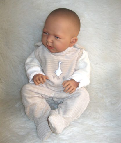 ADK1e Levensechte Babypop Newborn Jongen full body blank 52 cm in velours set beige - Afbeelding 28