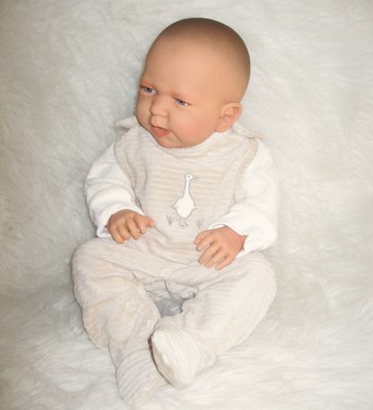 ADK1e Levensechte Babypop Newborn Jongen full body blank 52 cm in velours set beige - Afbeelding 15