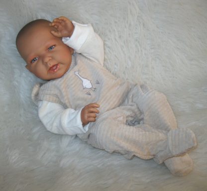 ADK1e Levensechte Babypop Newborn Jongen full body blank 52 cm in velours set beige - Afbeelding 13