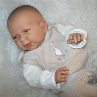 ADK1e Levensechte Babypop Newborn Jongen fullbody blank 52 cm in velours set