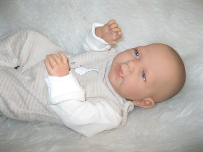 ADK1e Levensechte Babypop Newborn Jongen full body blank 52 cm in velours set beige - Afbeelding 16