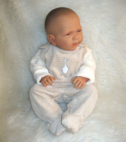 ADK1e Levensechte Babypop Newborn Jongen full body blank 52 cm in velours set beige - Afbeelding 27