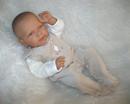 ADK1e Levensechte Babypop Newborn Jongen full body blank 52 cm in velours set beige - Afbeelding 26