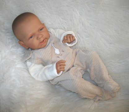 ADK1e Levensechte Babypop Newborn Jongen full body blank 52 cm in velours set beige - Afbeelding 7