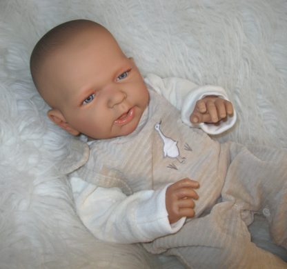 ADK1e Levensechte Babypop Newborn Jongen full body blank 52 cm in velours set beige - Afbeelding 9