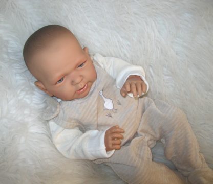 ADK1e Levensechte Babypop Newborn Jongen full body blank 52 cm in velours set beige - Afbeelding 14