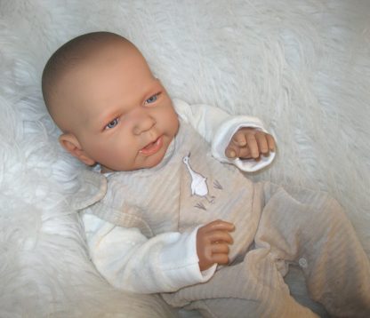 ADK1e Levensechte Babypop Newborn Jongen full body blank 52 cm in velours set beige - Afbeelding 24