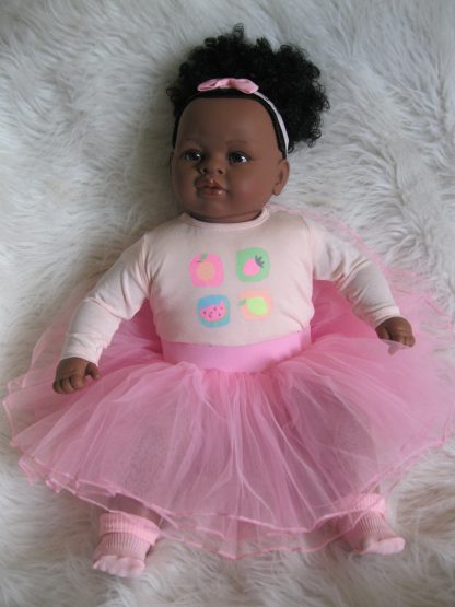 SB37b Berbesa soft body pop donker krullend haar hoge staart met kleding 62 cm - Afbeelding 13