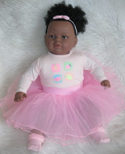 SB37b Berbesa soft body pop donker krullend haar hoge staart met kleding 62 cm - Afbeelding 8