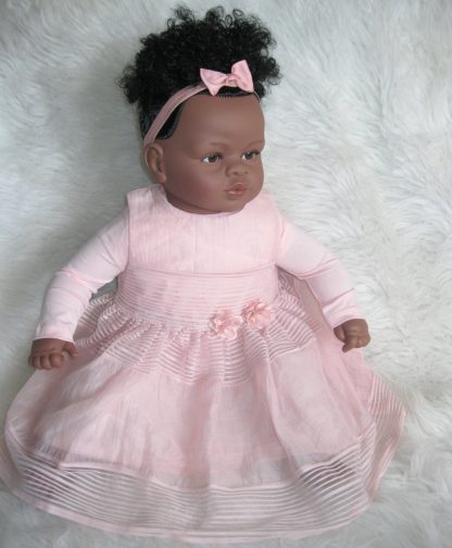 SB37a Berbesa soft body pop donker krullend haar hoge staart met kleding 62 cm - Afbeelding 17