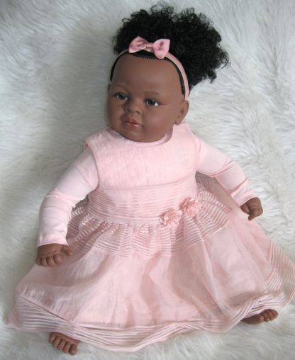 SB37a Berbesa soft body pop donker krullend haar hoge staart met kleding 62 cm - Afbeelding 10