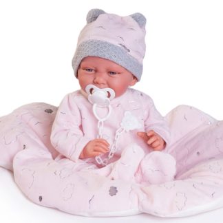 AJ16 Antonio Juan pop babypop soft body met roze kleding kussen en speen 42 cm