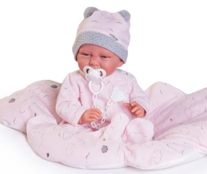 AJ16 Antonio Juan pop babypop soft body met roze kleding kussen en speen 42 cm