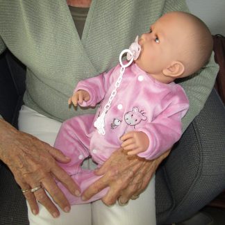 AD8b Levensechte Babypop Kristina soft body in velours pakje roze met speen 52 cm