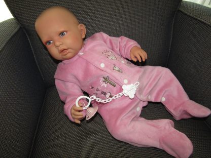 AD8b Levensechte Babypop Kristina soft body in velours pakje roze met speen 52 cm - Afbeelding 20